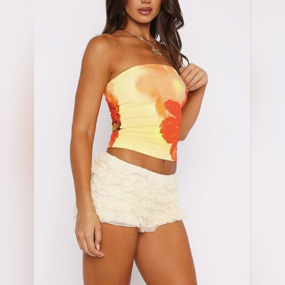 🔸️⏭️NWOT Vibrant Hawaiian Floral Print Lightweight Tube Top Small